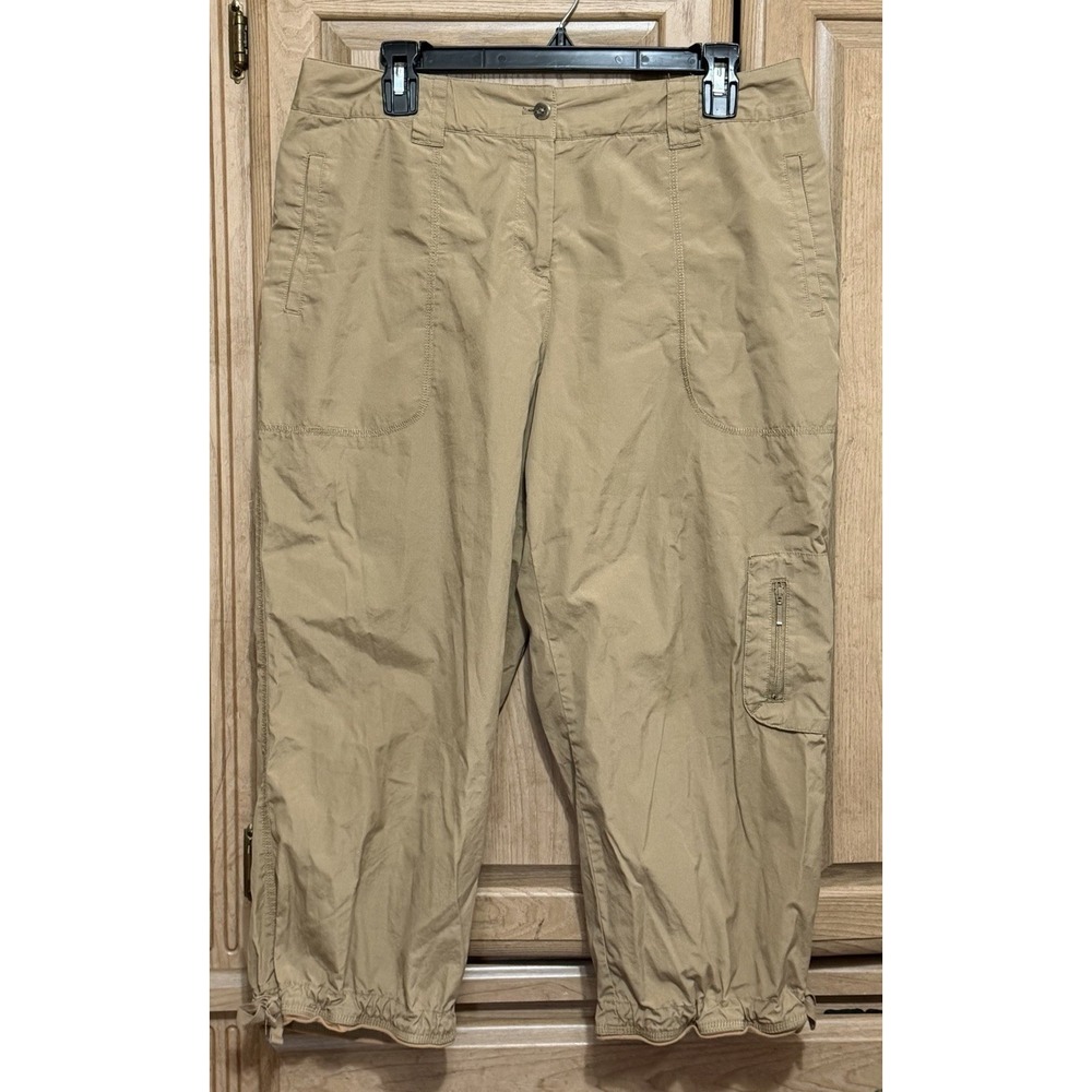 J. Jill Cargo Utility Capri Cropped Pants Women's 12P Brown Relaxed 100% Cotton
